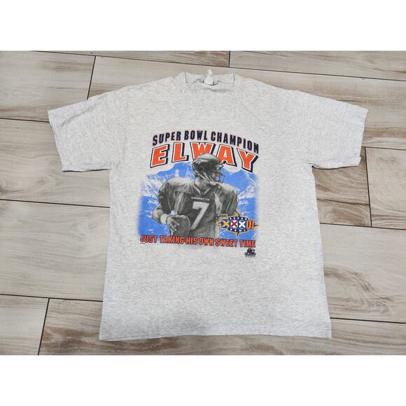 Mens Vtg 90’s John Elway Denver Broncos Shirt super bowl champions Large - Picture 1 of 4